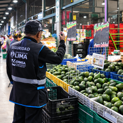 Guardia Municipal en Mercado de Lima